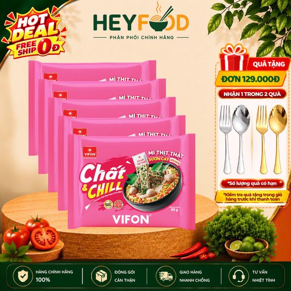  Gói Mì Thịt Thật Sườn Cay Chất & Chill VIFON 85gr – Ngon Đậm Vị, Sợi Dai 