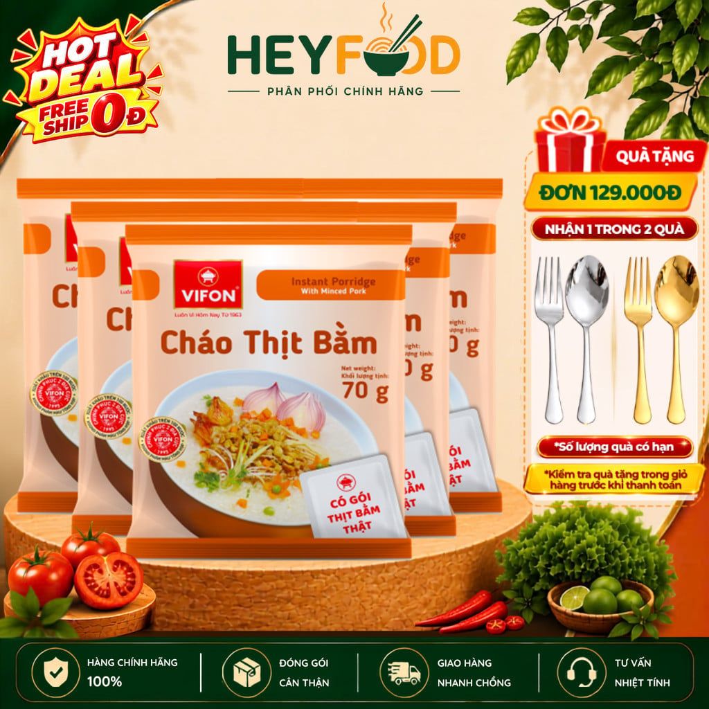  Combo 3 Gói/Combo 5 Gói Cháo Thịt Bằm VIFON - Có Gói Thịt Thật 