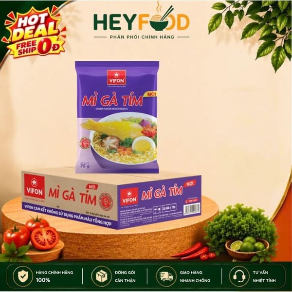  Thùng 30 Gói Mì Gà Tím VIFON 75g/Gói - Hương Vị Đậm Đà Truyền Thống 