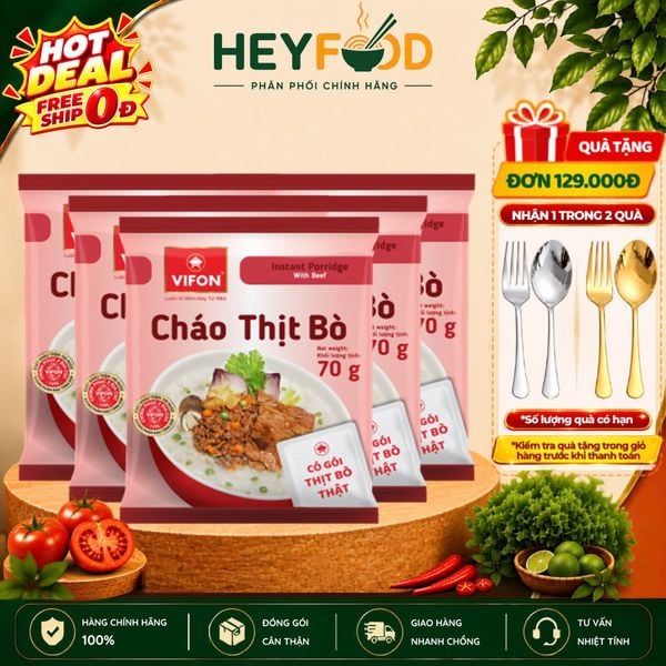  Combo 3 Gói/Combo 5 Gói Cháo Thịt Bò VIFON - Có Gói Thịt Thật 