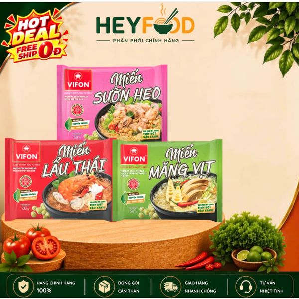  Thùng Miến Măng Vịt/Miến Sườn Heo/Miến Lẩu Thái - Hương Vị Đậm Đà, 58g/Gói 