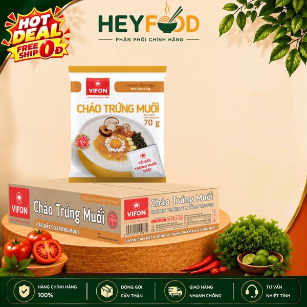  Thùng 50 gói Cháo Trứng Muối VIFON có Gói Thịt Thật  70gr / Gói 