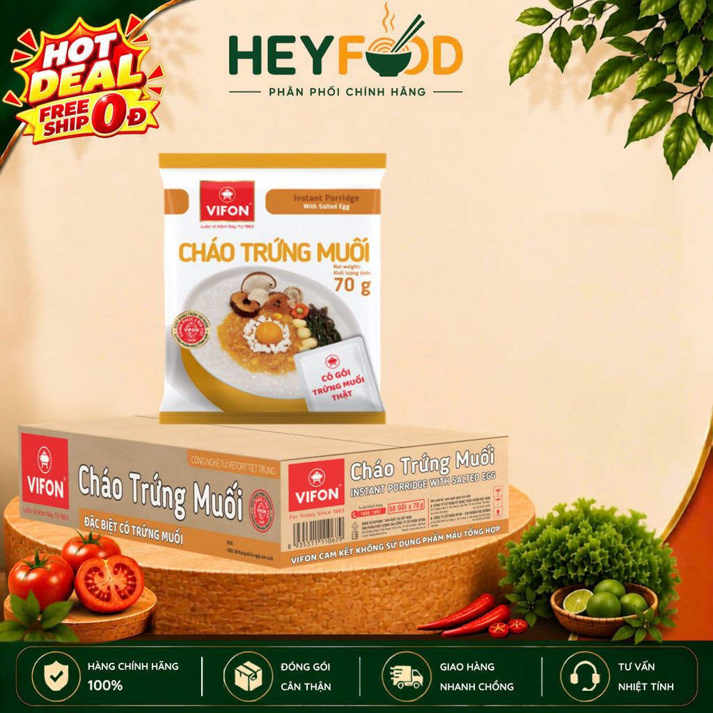  Combo 3/ Combo 5 gói Cháo Trứng Muối VIFON   70gr / Gói 