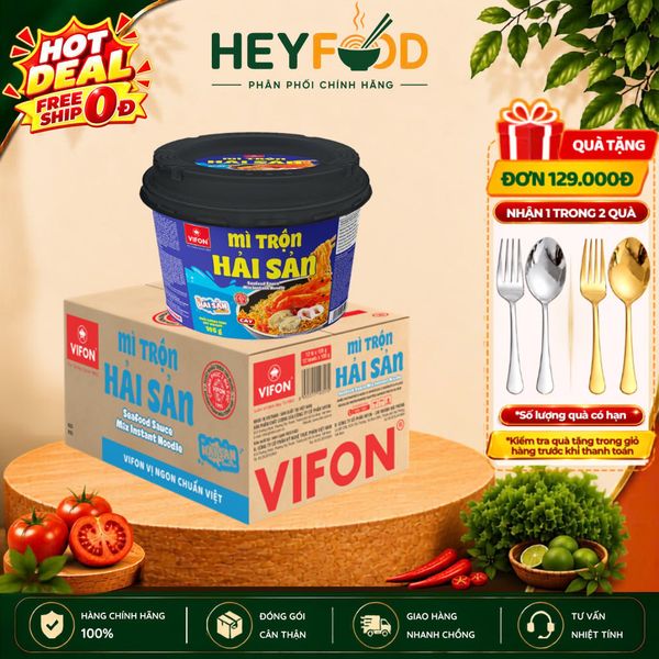  Thùng 12 Tô Mì Trộn Hải Sản VIFON 105gr/Tô - Tiện Lợi 