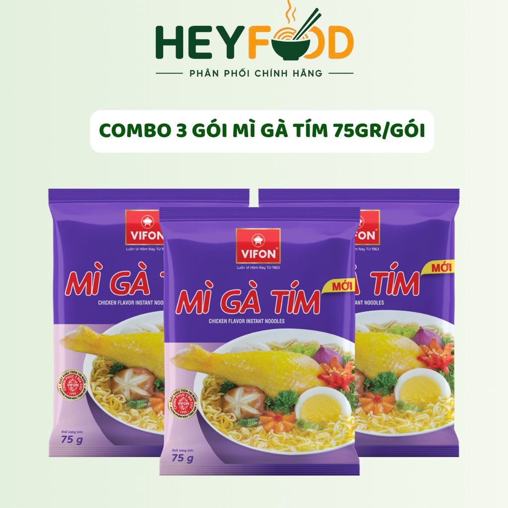  Combo 5 Gói/Combo 3 Gói Mì Gà Tím VIFON 75g/Gói - Hương Vị Đậm Đà Truyền Thống 