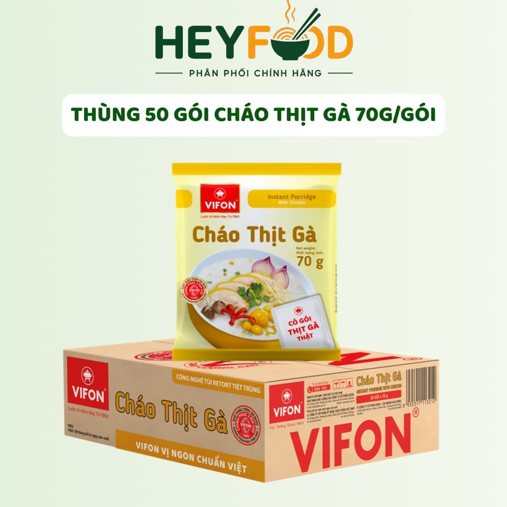  Thùng 50 Gói Cháo Thịt Gà VIFON - Có Gói Thịt Thật 