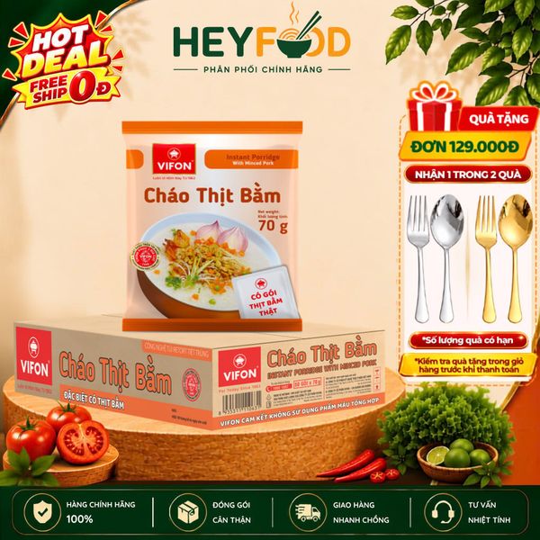  Thùng 50 Gói Cháo Thịt Bằm VIFON 70gr/Gói - Có Gói Thịt Thật 