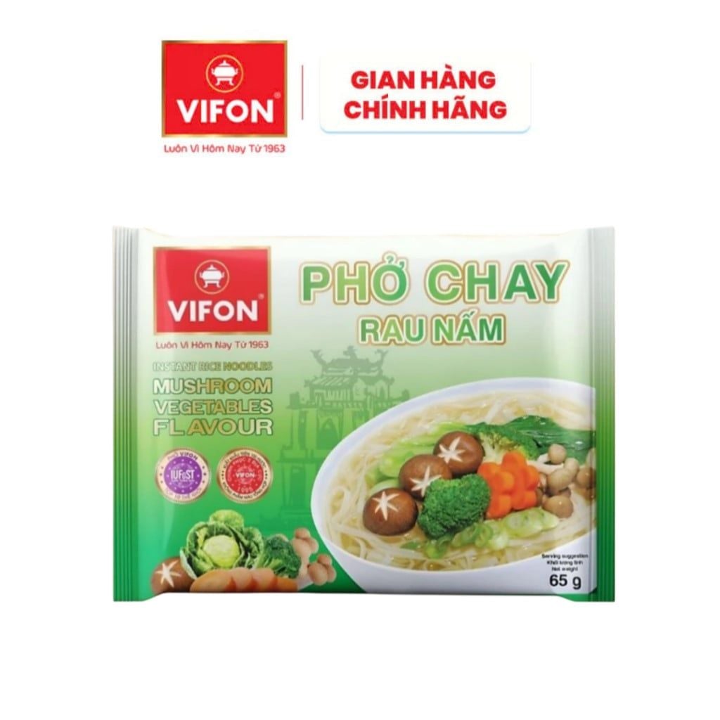  Combo 3 Gói/Combo 5 Gói Phở Chay Rau Nấm VIFON 65g/Gói 