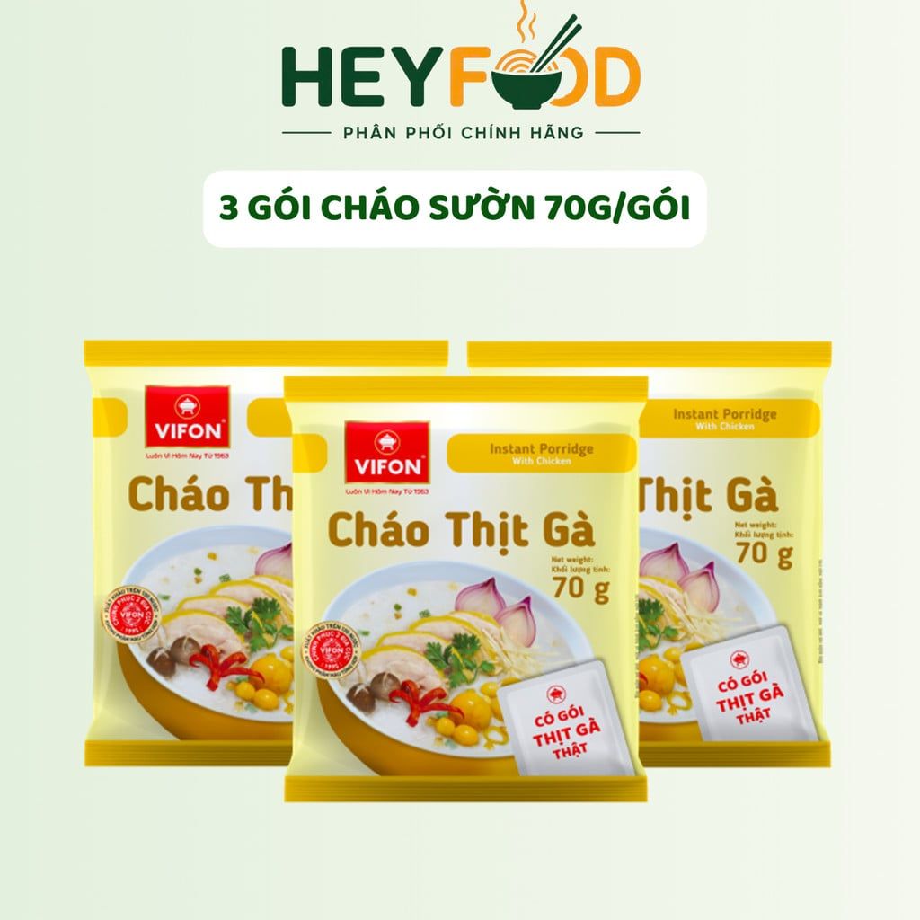  Combo 3 Gói/Combo 5 GóiCháo Thịt Gà VIFON 70g/Gói - Có Gói Thịt Thật 