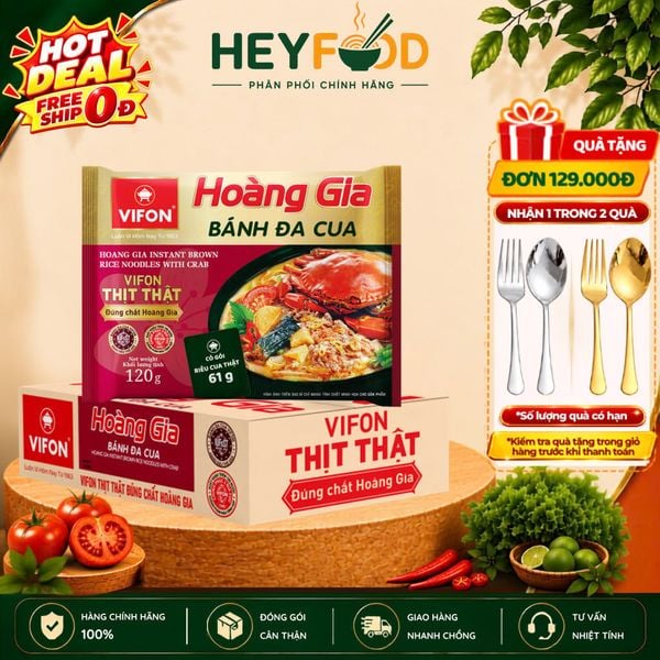  Thùng 18 gói Bánh Đa Cua HOÀNG GIA VIFON 120g/Gói - Riêu Cua Thật 