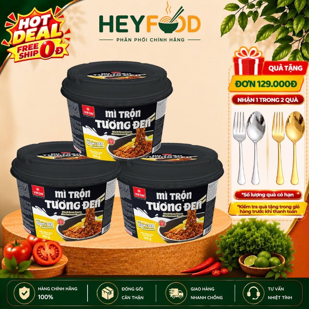  Combo 3 Tô Mì Trộn Tương Đen VIFON 105gr/Tô - Tiện Lợi 
