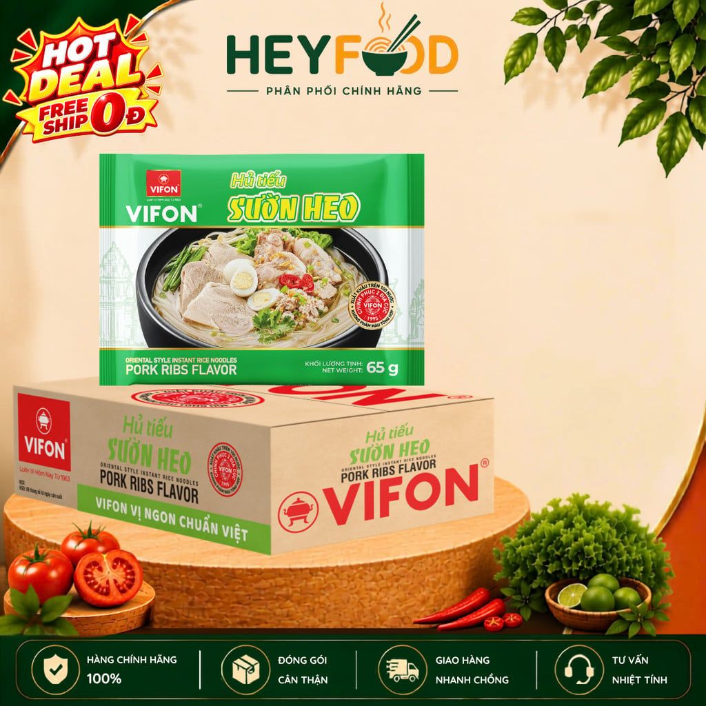  Thùng 30 Gói Hủ Tiếu Sườn Heo VIFON 65g/Gói 