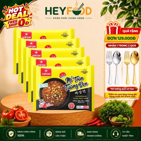  Combo 5 Gói Mì Nấu Mì Trộn Tương Đen VIFON 110gr/Gói - Sợi To Dai Giòn Vị Cay Bùng Nổ 
