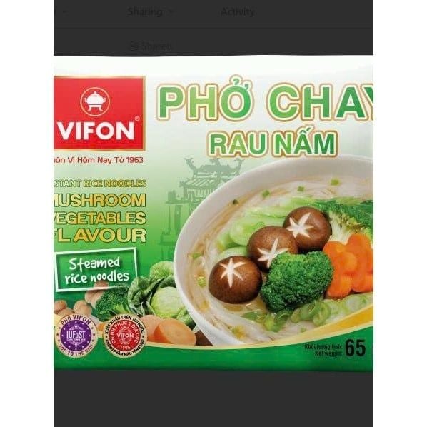  Thùng Phở Chay Rau Nấm 30 gói 65gr 