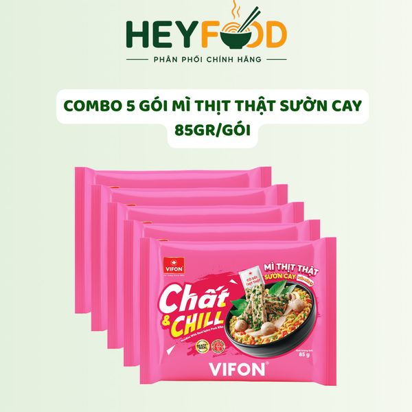  Gói Mì Thịt Thật Sườn Cay Chất & Chill VIFON 85gr – Ngon Đậm Vị, Sợi Dai 