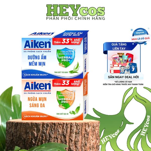  Xà Phòng Aiken Sạch Khuẩn 120G - Dưỡng Ẩm, Ngừa Mụn 