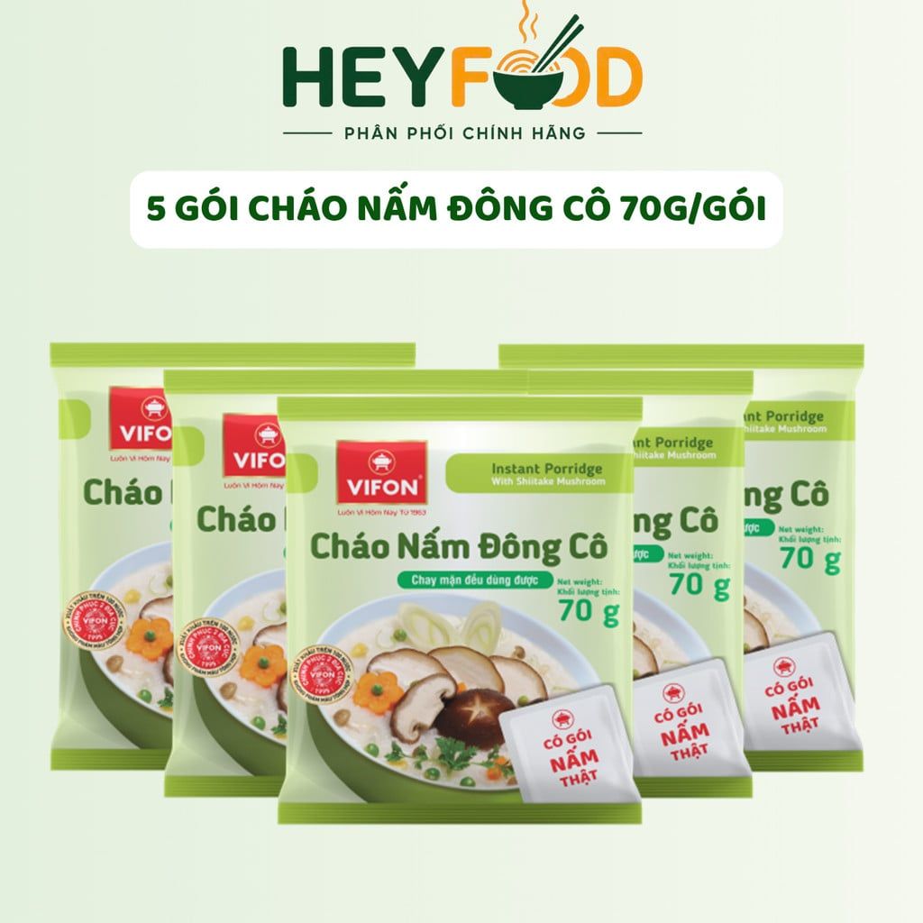  Combo 3 Gói/Combo 5 Gói Cháo Nấm Đông Cô VIFON 70gr/Gói 