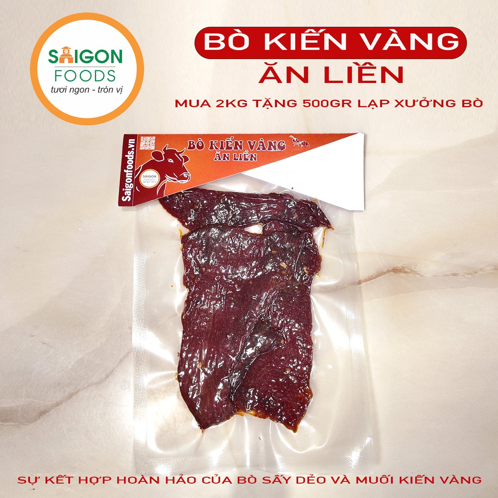  Khô Bò kiến vàng ăn liền (Sỉ & Lẻ) - Tặng kèm muối kiến vàng - [Giao hàng toàn quốc] 