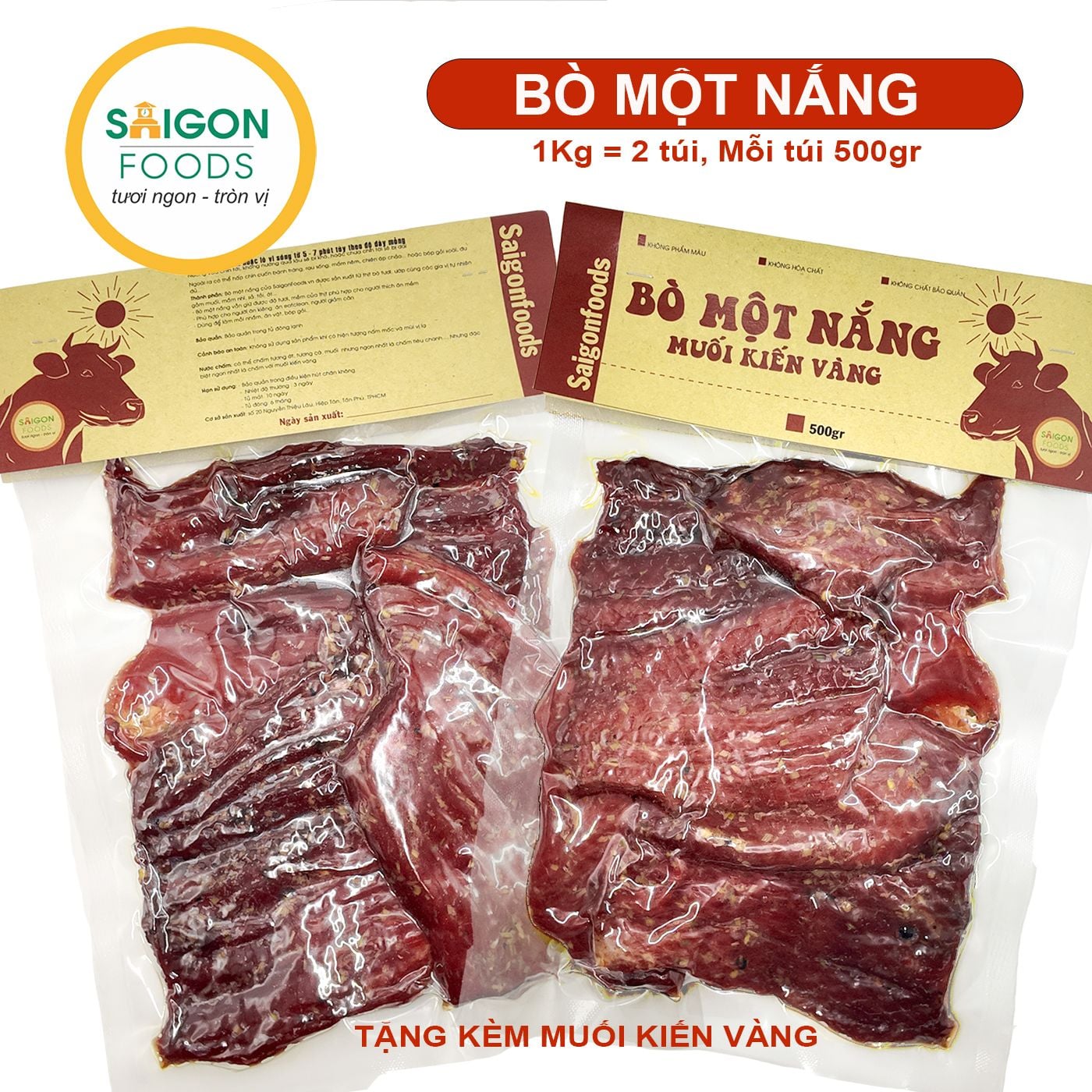  Thịt Khô Bò một nắng (Sỉ & Lẻ) - Tặng kèm muối kiến vàng - [Giao hàng toàn quốc] 