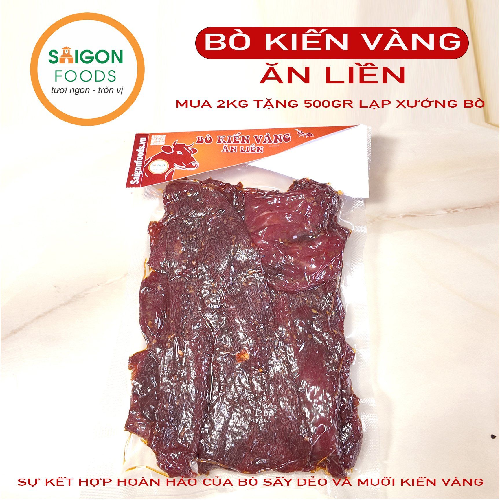  Khô Bò kiến vàng ăn liền (Sỉ & Lẻ) - Tặng kèm muối kiến vàng - [Giao hàng toàn quốc] 
