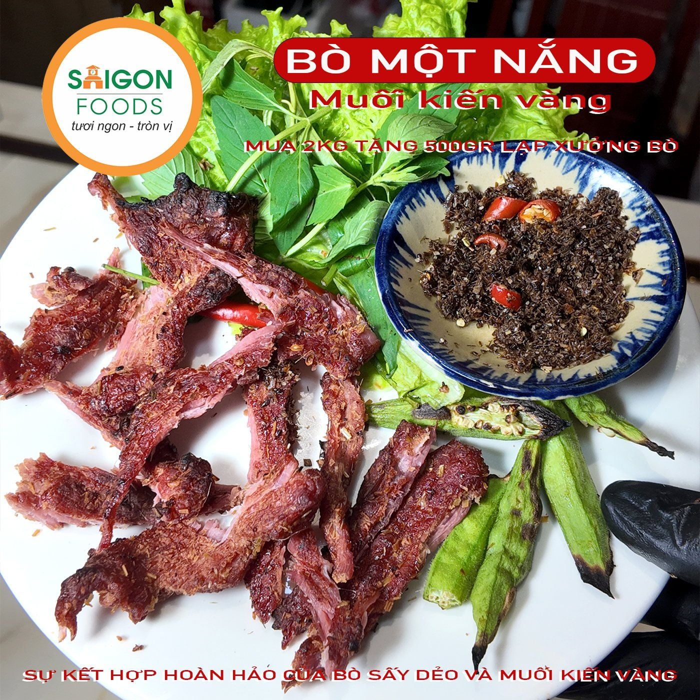  Thịt Khô Bò một nắng (Sỉ & Lẻ) - Tặng kèm muối kiến vàng - [Giao hàng toàn quốc] 