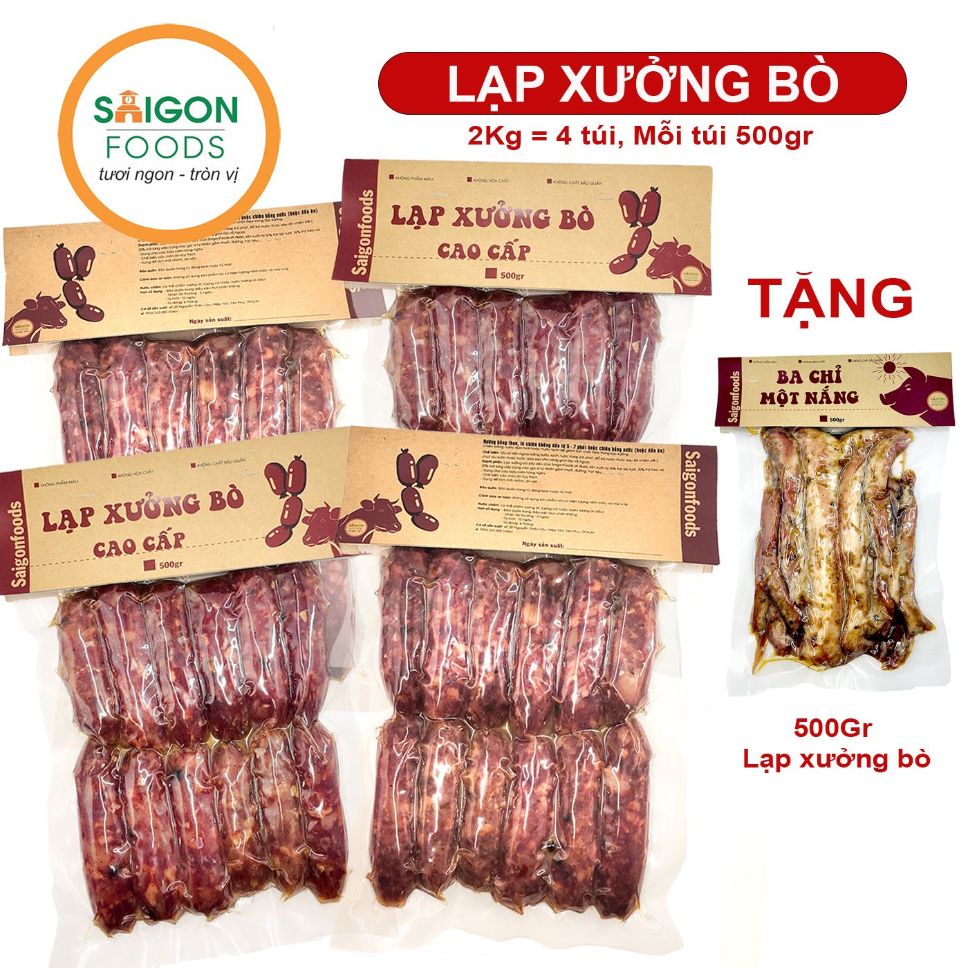  .Lạp xưởng bò cao cấp Saigon Foods (Sỉ & Lẻ) - [Giao hàng toàn quốc] 