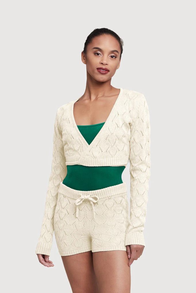 Bloch Nola Diamond Knit Womens Wrap Top