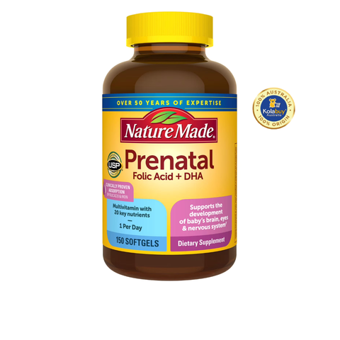 Vitamin tổng hợp cho thai kỳ Nature Made Prenatal Folic Acid + DHA 150 viên