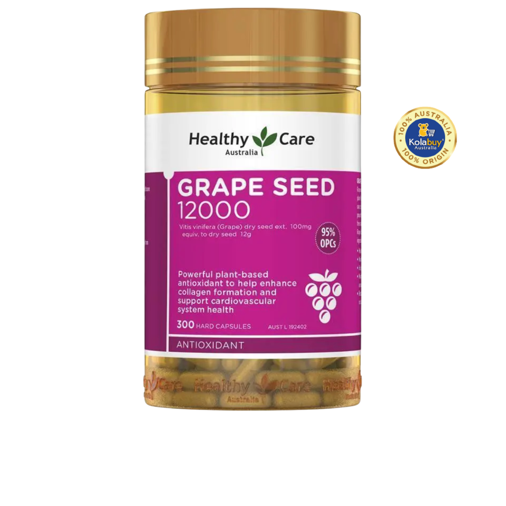 Viên uống bổ máu tinh chất nho Healthy Care Grape Seed Extract 12000 Gold Jar 300 viên