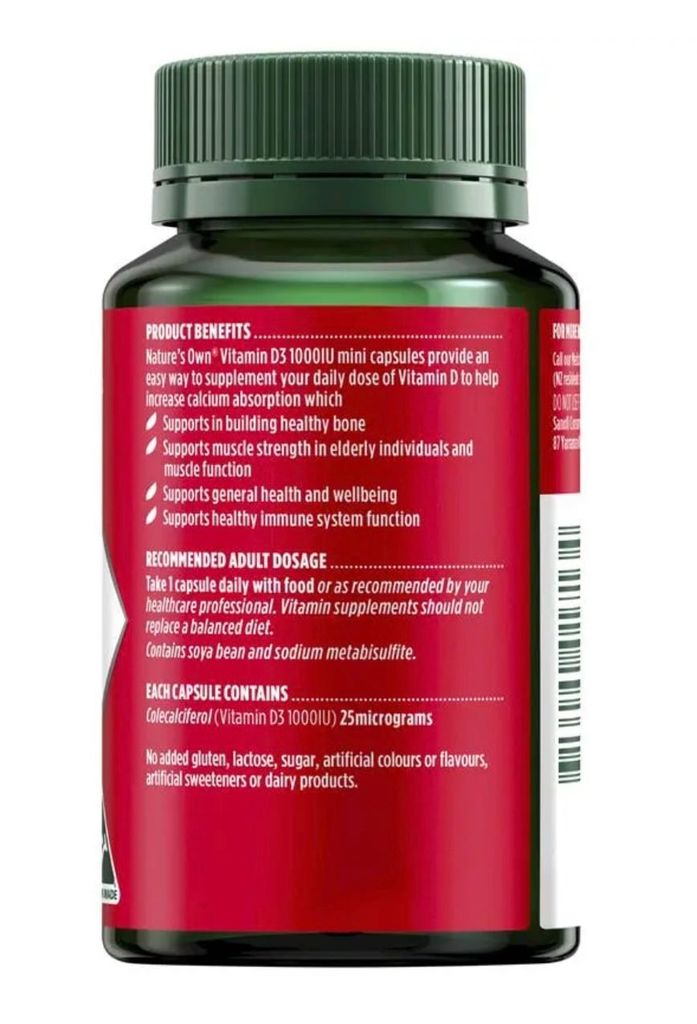 Nature's Own Vitamin D3 1000iu 200 Capsules