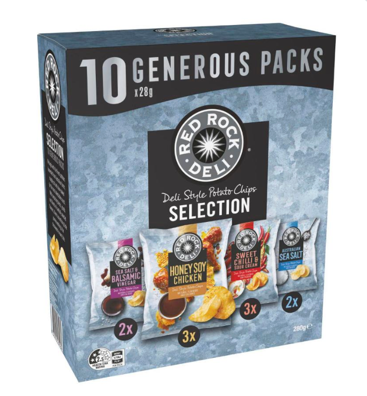 Red Rock Deli Potato Chips Lunchbox Snacks Multipack Assorted 10 Pack - 280g