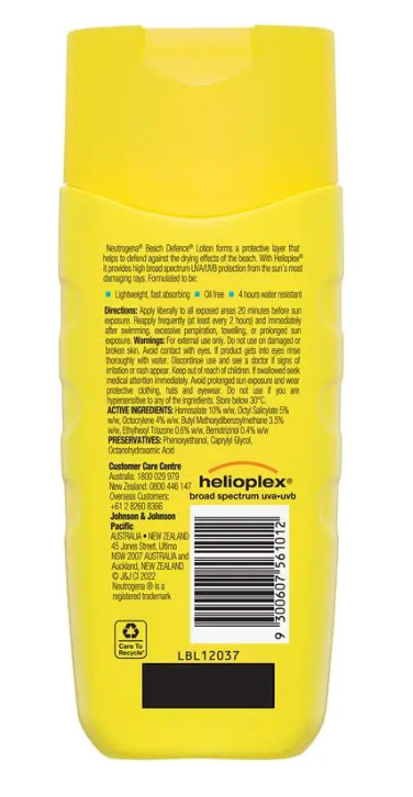 Neutrogena Beach Defence Sun + Water Sunscreen Lotion SPF 50 198mL