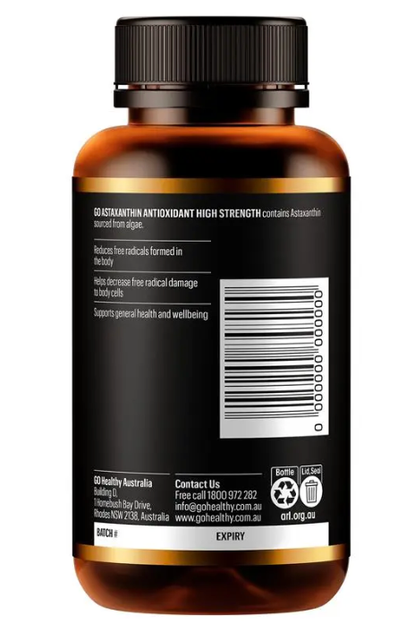 GO Healthy Astaxanthin Antioxidant High Strength 90 Soft Capsules Exclusive Size