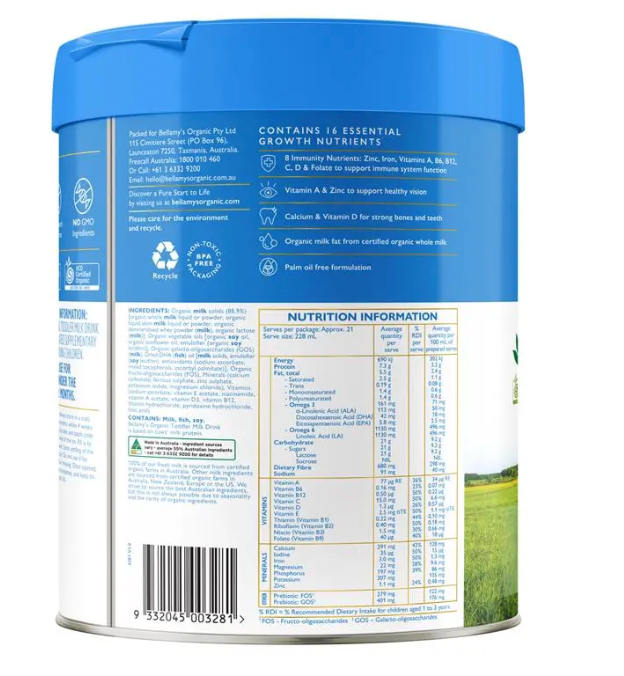 Bellamys Step 3 Toddler Milk Drink 800g