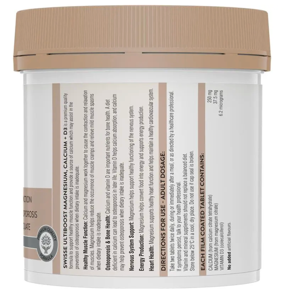 Swisse Magnesium Calcium + Vitamin D 200 Tablets