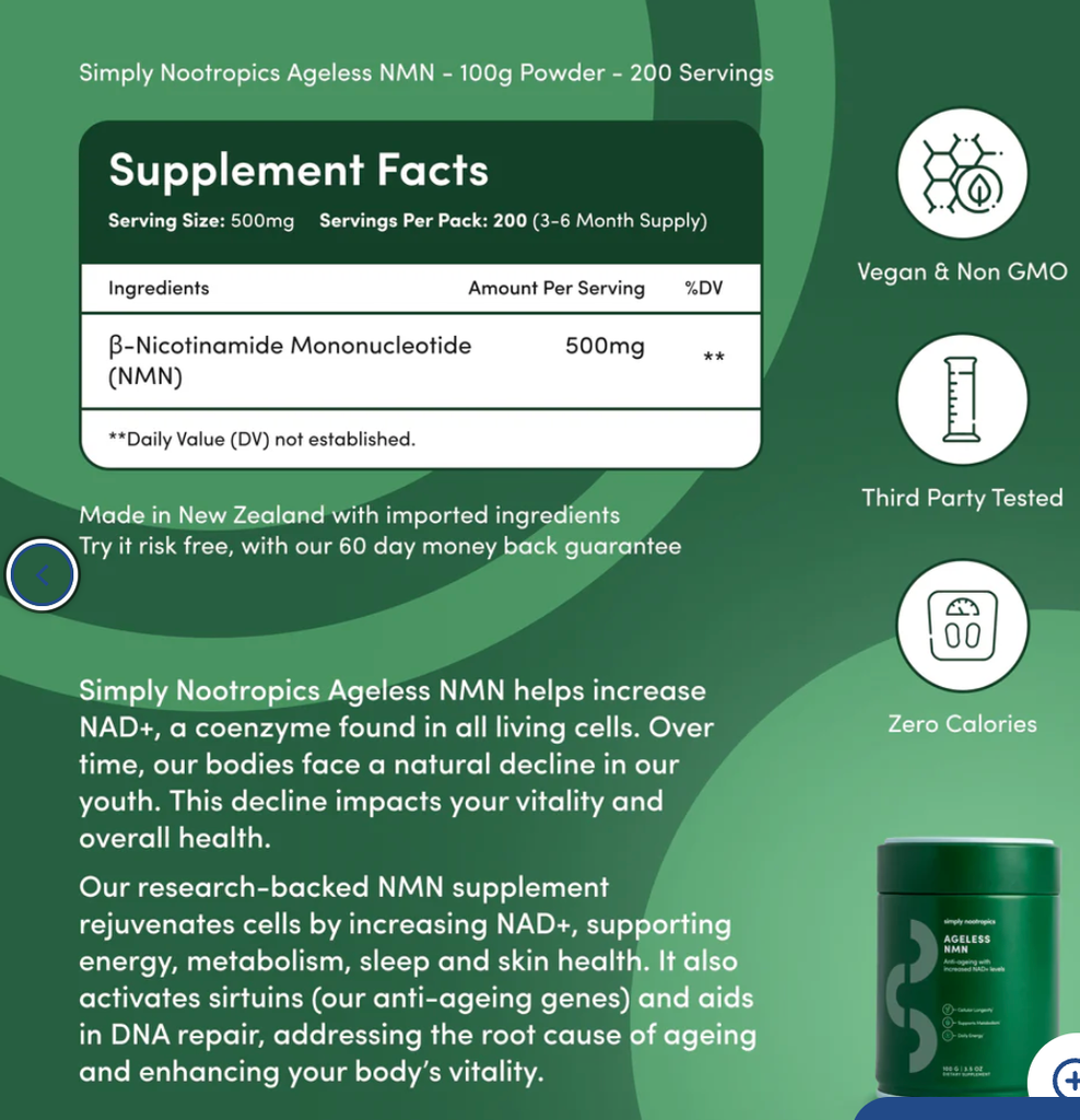 NMN Powder (3-Month Supply) NAD+ Booster