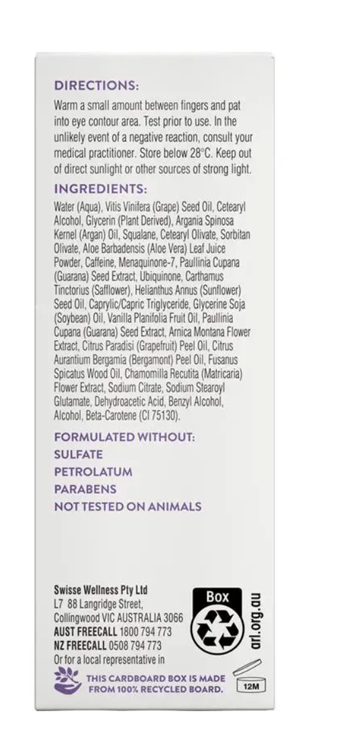 Swisse Skincare Argan Revitalising Eye Cream 15ml