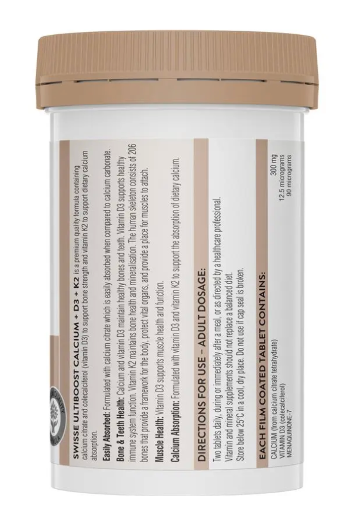 Swisse Ultiboost Calcium + D3 + K2 60 Tablets