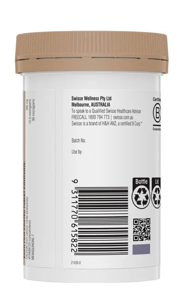 Swisse Ultiboost Calcium + D3 + K2 60 Tablets