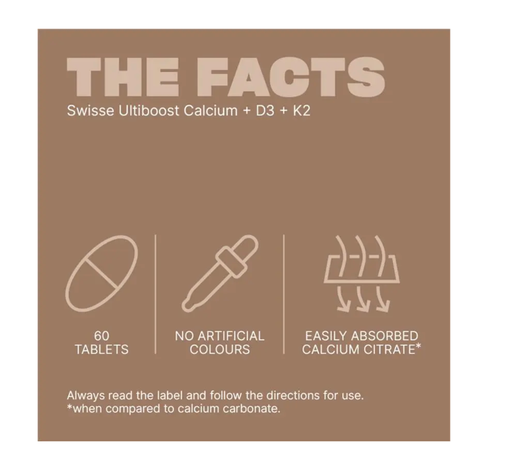 Swisse Ultiboost Calcium + D3 + K2 60 Tablets