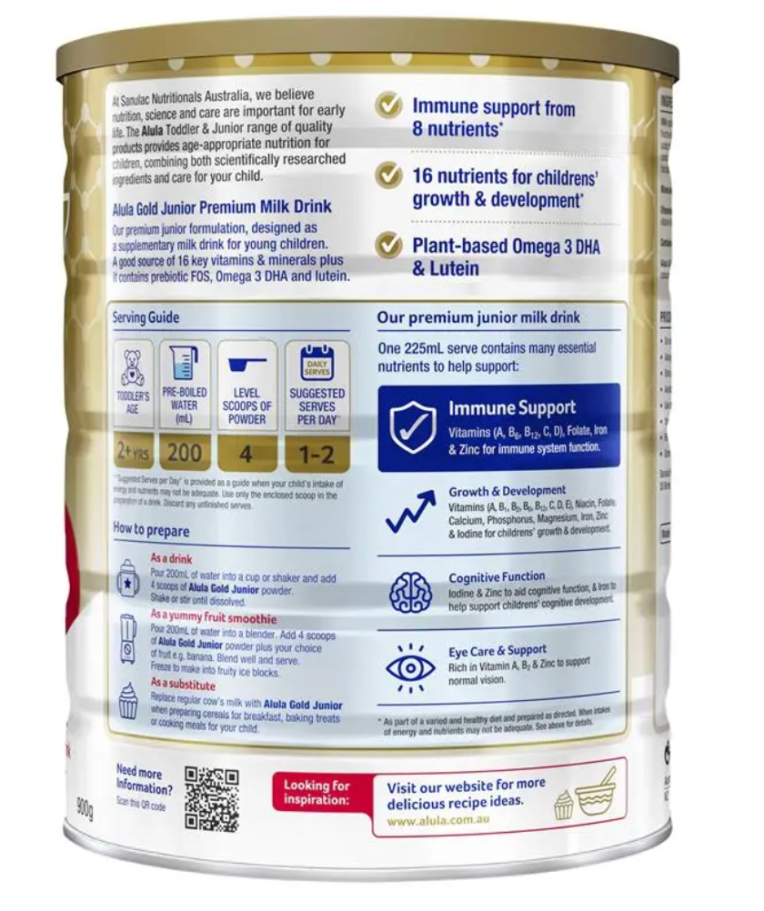[KolaSub: Tặng 5% & 100% Freeship] Sữa bột S26 Gold số 4 của Úc cho bé từ 2 tuổi trở lên Alula Junior 900g