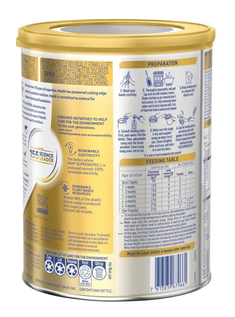 sữa Nestle NAN SUPREMEpro 1 Premium Starter Baby Infant Formula Powder, From Birth – 800g