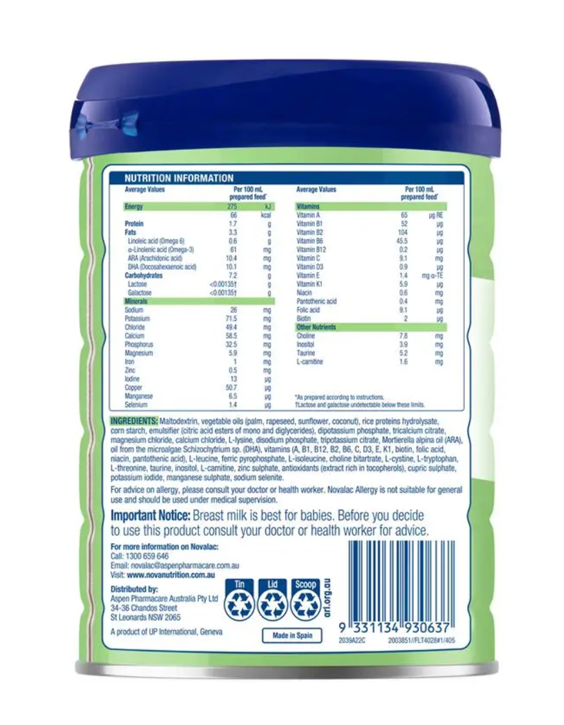 Novalac Allergy Premium Infant Formula 800g