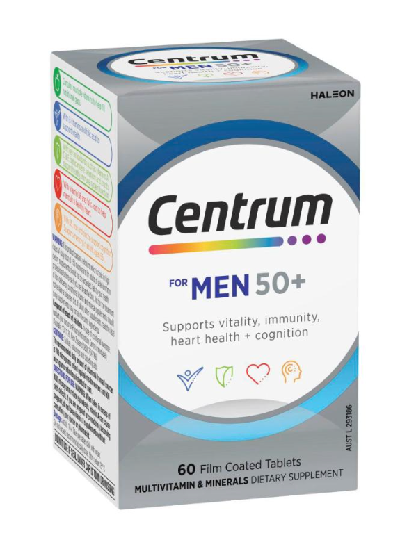 Viên uống Vitamin và khoáng chất cho nam giới trên 50 tuổi Centrum For Men 50+ 60 viên