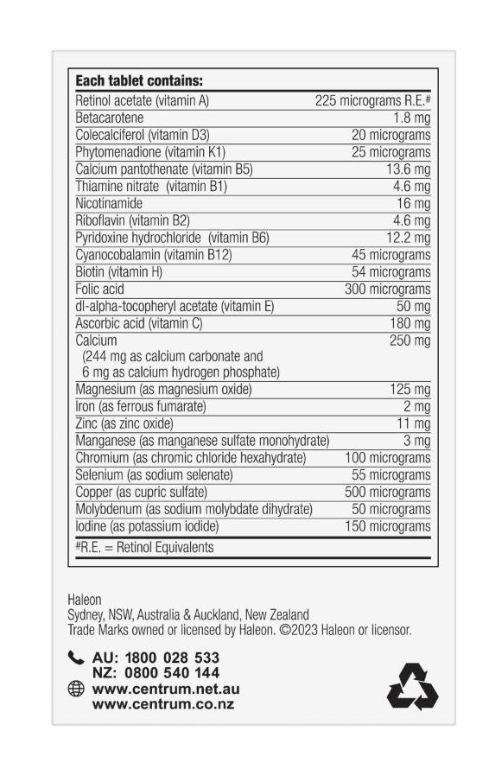 Viên uống Vitamin và khoáng chất cho nam giới trên 50 tuổi Centrum For Men 50+ 60 viên