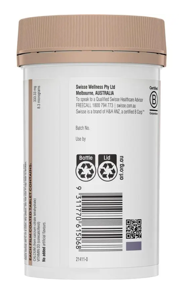 Viên uống chống loãng xương bổ sung Canxi Swisse Ultiboost Calcium + Vitamin D 150 Viên