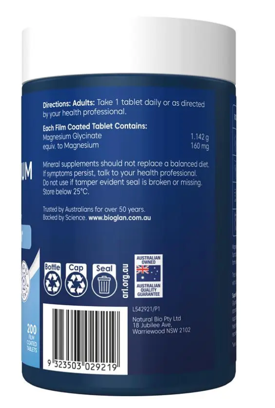 Bioglan Active Magnesium Glycinate 200 Tablets