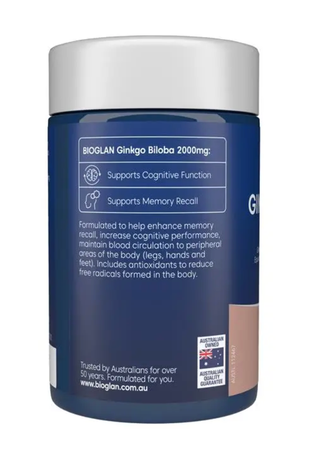 bổ não  Bioglan Ginkgo Biloba 2000mg 100 vieen