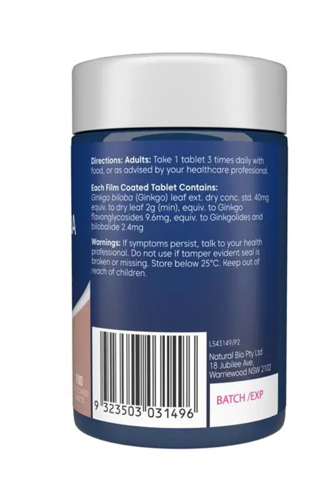 bổ não  Bioglan Ginkgo Biloba 2000mg 100 vieen