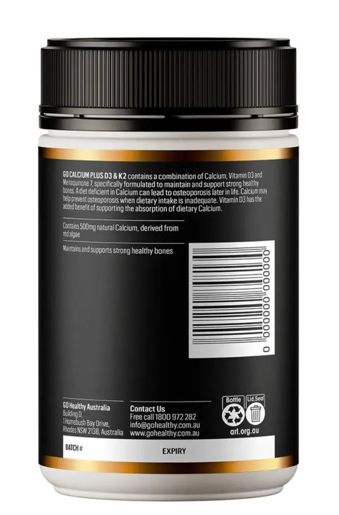 Viên uống bổ sung Canxi GO Healthy Canxi Plus D3 & K2, 120 viên